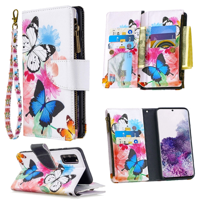 For Samsung Galaxy S20 Ultra Colored Drawing Pattern Zipper Horizontal Flip Leather Case with Holder & Card Slots & Wallet(Two Butterflies)-garmade.com