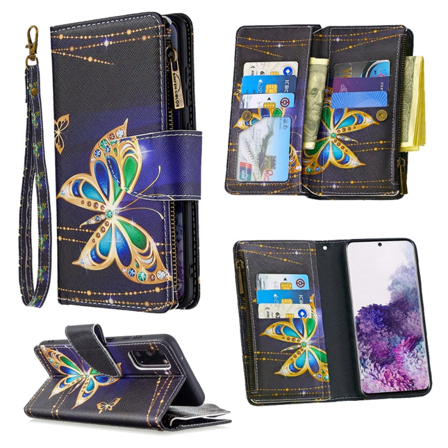For Samsung Galaxy S20 Ultra Colored Drawing Pattern Zipper Horizontal Flip Leather Case with Holder & Card Slots & Wallet(Butterfly)-garmade.com