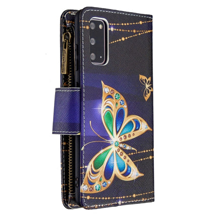 For Samsung Galaxy S20 Ultra Colored Drawing Pattern Zipper Horizontal Flip Leather Case with Holder & Card Slots & Wallet(Butterfly)-garmade.com