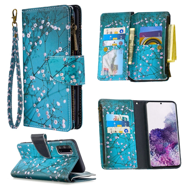 For Samsung Galaxy S20 Ultra Colored Drawing Pattern Zipper Horizontal Flip Leather Case with Holder & Card Slots & Wallet(Plum Blossom)-garmade.com