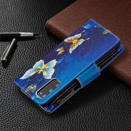 For Samsung Galaxy S20 Ultra Colored Drawing Pattern Zipper Horizontal Flip Leather Case with Holder & Card Slots & Wallet(Golden Butterfly)-garmade.com