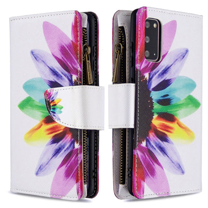 For Samsung Galaxy S20 Ultra Colored Drawing Pattern Zipper Horizontal Flip Leather Case with Holder & Card Slots & Wallet(Sun Flower)-garmade.com