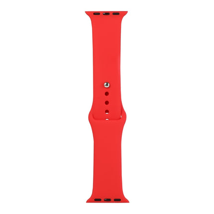 For Apple Watch Series 6 & SE & 5 & 4 40mm / 3 & 2 & 1 38mm Silicone Watch Replacement Strap, Long Section (Men)(Red)-garmade.com