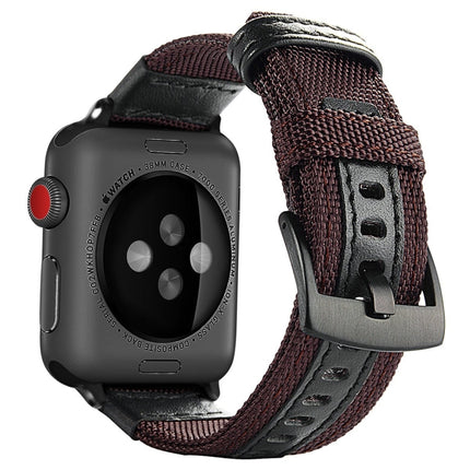 For Apple Watch Series 6 & SE & 5 & 4 40mm / 3 & 2 & 1 38mm Nylon Watchband(Coffee)-garmade.com