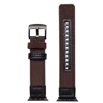 For Apple Watch Series 6 & SE & 5 & 4 40mm / 3 & 2 & 1 38mm Nylon Watchband(Coffee)-garmade.com