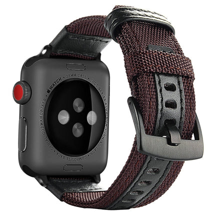 For Apple Watch Series 6 & SE & 5 & 4 44mm / 3 & 2 & 1 42mm Nylon Watchband(Coffee)-garmade.com