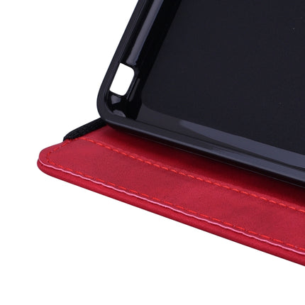 For Samsung Galaxy Tab S6 Lite Calf Pattern Double Folding Design Embossed Leather Case with Holder & Card Slots & Pen Slot & Elastic Band(Red)-garmade.com