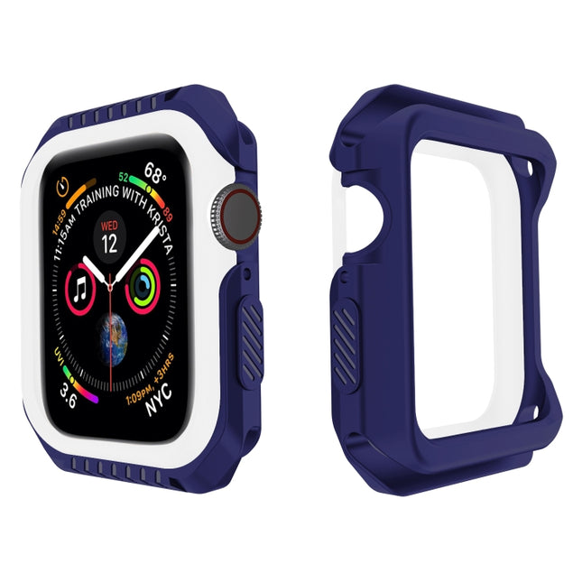 For Apple Watch Series 5 & 4 44mm Shockproof Two Color Protective Case(Blue White)-garmade.com