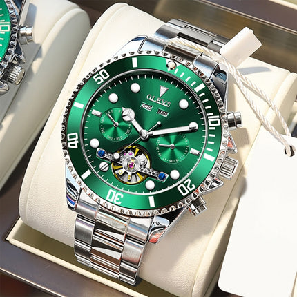 OLEVS 6605 Men Multifunctional Waterproof Mechanical Watch(Green)-garmade.com