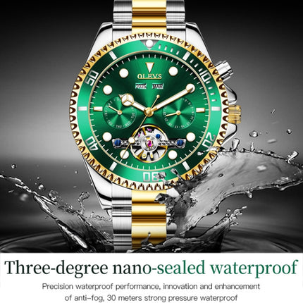 OLEVS 6605 Men Multifunctional Waterproof Mechanical Watch(Black)-garmade.com