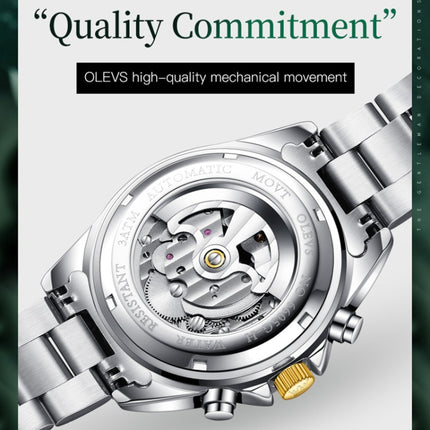 OLEVS 6605 Men Multifunctional Waterproof Mechanical Watch(Green + Gold)-garmade.com