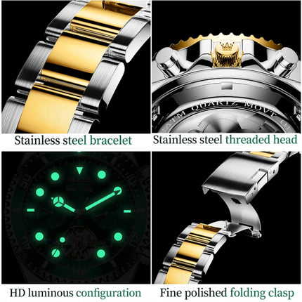 OLEVS 6605 Men Multifunctional Waterproof Mechanical Watch(Green + Gold)-garmade.com