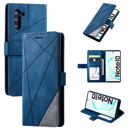 For Samsung Galaxy Note 10 Skin Feel Splicing Horizontal Flip Leather Case with Holder & Card Slots & Wallet & Photo Frame(Blue)-garmade.com