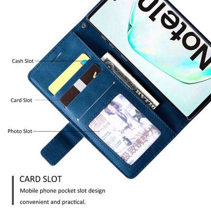 For Samsung Galaxy Note 10 Skin Feel Splicing Horizontal Flip Leather Case with Holder & Card Slots & Wallet & Photo Frame(Blue)-garmade.com