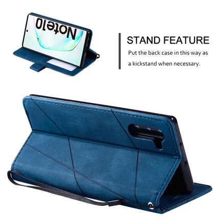 For Samsung Galaxy Note 10 Skin Feel Splicing Horizontal Flip Leather Case with Holder & Card Slots & Wallet & Photo Frame(Blue)-garmade.com