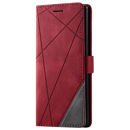 For Samsung Galaxy Note 10 Skin Feel Splicing Horizontal Flip Leather Case with Holder & Card Slots & Wallet & Photo Frame(Red)-garmade.com