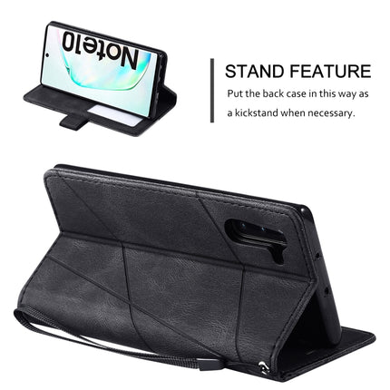 For Samsung Galaxy Note 10 Skin Feel Splicing Horizontal Flip Leather Case with Holder & Card Slots & Wallet & Photo Frame(Black)-garmade.com