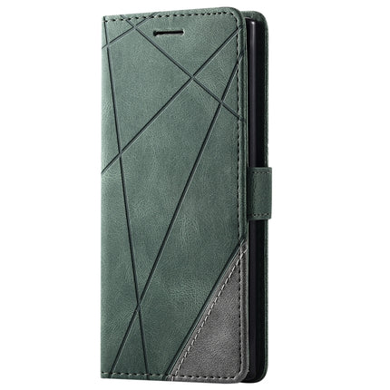 For Samsung Galaxy Note 10 Skin Feel Splicing Horizontal Flip Leather Case with Holder & Card Slots & Wallet & Photo Frame(Green)-garmade.com