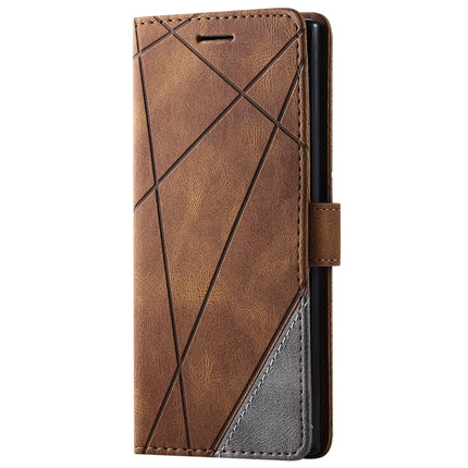 For Samsung Galaxy Note 10 Skin Feel Splicing Horizontal Flip Leather Case with Holder & Card Slots & Wallet & Photo Frame(Brown)-garmade.com