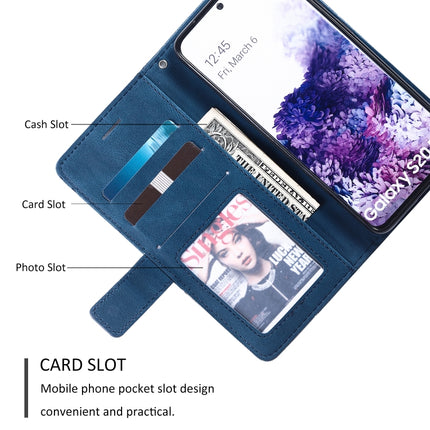 For Samsung Galaxy S20 Skin Feel Splicing Horizontal Flip Leather Case with Holder & Card Slots & Wallet & Photo Frame(Blue)-garmade.com