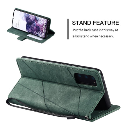 For Samsung Galaxy S20 Skin Feel Splicing Horizontal Flip Leather Case with Holder & Card Slots & Wallet & Photo Frame(Green)-garmade.com