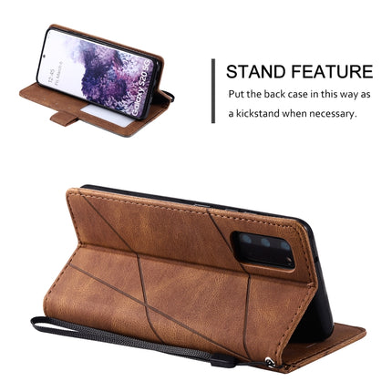 For Samsung Galaxy S20 Skin Feel Splicing Horizontal Flip Leather Case with Holder & Card Slots & Wallet & Photo Frame(Brown)-garmade.com