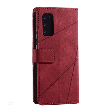 For Samsung Galaxy S20 Plus Skin Feel Splicing Horizontal Flip Leather Case with Holder & Card Slots & Wallet & Photo Frame(Red)-garmade.com
