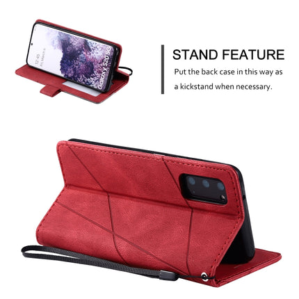 For Samsung Galaxy S20 Plus Skin Feel Splicing Horizontal Flip Leather Case with Holder & Card Slots & Wallet & Photo Frame(Red)-garmade.com