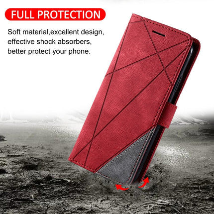 For Samsung Galaxy S20 Plus Skin Feel Splicing Horizontal Flip Leather Case with Holder & Card Slots & Wallet & Photo Frame(Red)-garmade.com