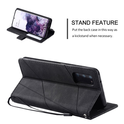 For Samsung Galaxy S20 Plus Skin Feel Splicing Horizontal Flip Leather Case with Holder & Card Slots & Wallet & Photo Frame(Black)-garmade.com