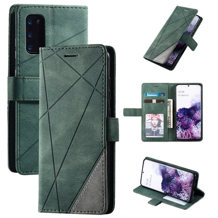 For Samsung Galaxy S20 Plus Skin Feel Splicing Horizontal Flip Leather Case with Holder & Card Slots & Wallet & Photo Frame(Green)-garmade.com