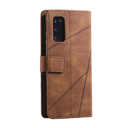 For Samsung Galaxy S20 Plus Skin Feel Splicing Horizontal Flip Leather Case with Holder & Card Slots & Wallet & Photo Frame(Brown)-garmade.com