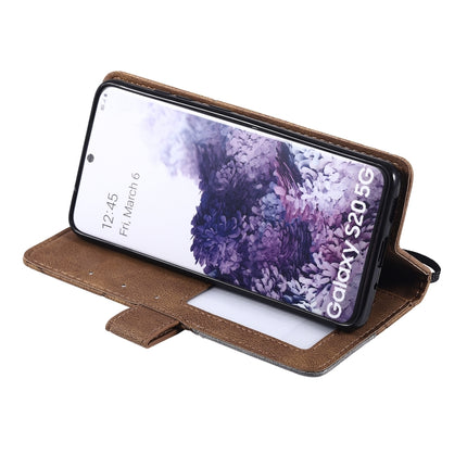 For Samsung Galaxy S20 Plus Skin Feel Splicing Horizontal Flip Leather Case with Holder & Card Slots & Wallet & Photo Frame(Brown)-garmade.com