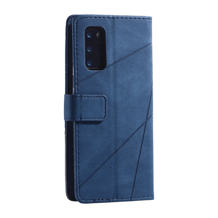 For Samsung Galaxy S20 Ultra Skin Feel Splicing Horizontal Flip Leather Case with Holder & Card Slots & Wallet & Photo Frame(Blue)-garmade.com