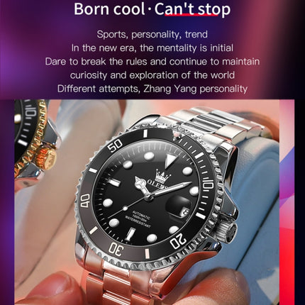 OLEVS 6650 Men Luminous Waterproof Mechanical Watch(Black)-garmade.com