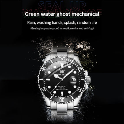 OLEVS 6650 Men Luminous Waterproof Mechanical Watch(Black)-garmade.com