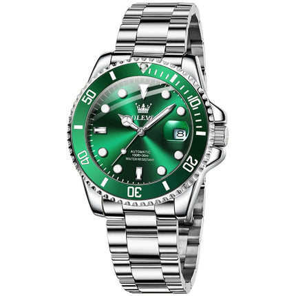 OLEVS 6650 Men Luminous Waterproof Mechanical Watch(Green)-garmade.com