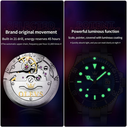 OLEVS 6650 Men Luminous Waterproof Mechanical Watch(Blue + Gold)-garmade.com