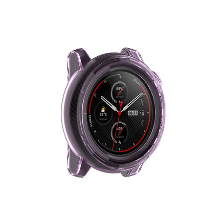 For Amazfit 3 Transparent TPU Silicone Watch Case(Transparent Purple)-garmade.com