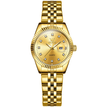 OLEVS 5526 Women Diamond Set Luminous Waterproof Quartz Watch(Gold)-garmade.com