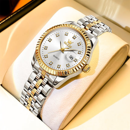 OLEVS 5526 Women Diamond Set Luminous Waterproof Quartz Watch(White)-garmade.com