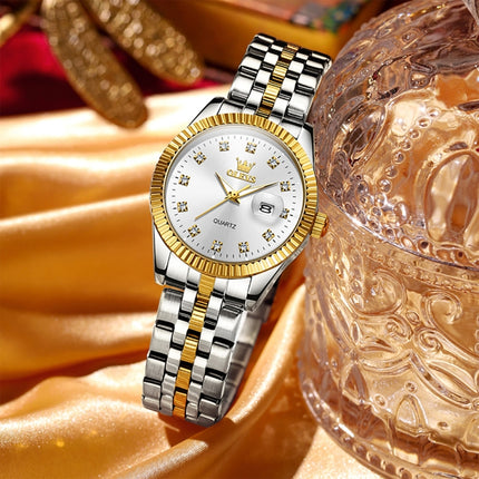 OLEVS 5526 Women Diamond Set Luminous Waterproof Quartz Watch(White)-garmade.com