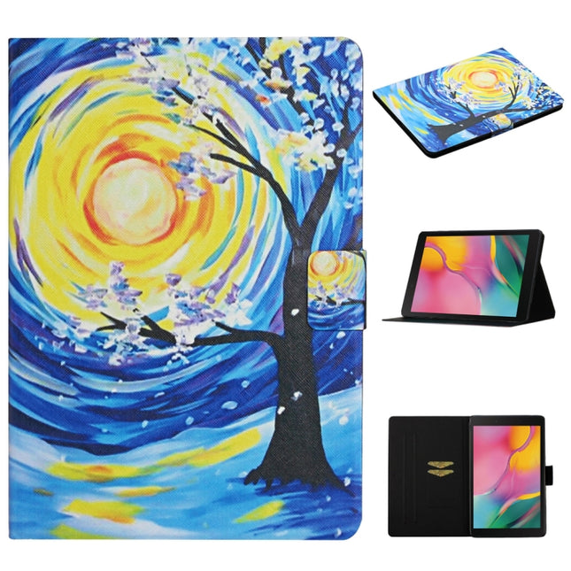 For Samsung Galaxy Tab A 8.0 (2019) T290 Colored Drawing Pattern Horizontal Flip Leather Case with Holder & Card Slots(Starry Sky Tree)-garmade.com