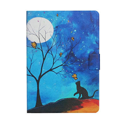 For Samsung Galaxy Tab S6 Lite P610 Colored Drawing Pattern Horizontal Flip Leather Case with Holder & Card Slots(Moonlight Cat)-garmade.com