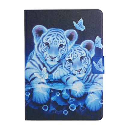 For Samsung Galaxy Tab S6 Lite P610 Colored Drawing Pattern Horizontal Flip Leather Case with Holder & Card Slots(Tiger)-garmade.com