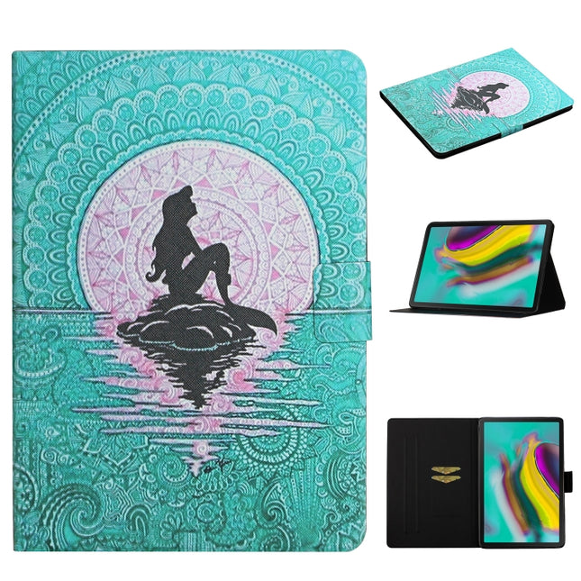 For Samsung Galaxy Tab S6 Lite P610 Colored Drawing Pattern Horizontal Flip Leather Case with Holder & Card Slots(Mermaid)-garmade.com