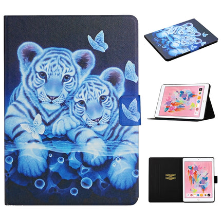 For iPad 5 Colored Drawing Pattern Horizontal Flip Leather Case with Holder & Card Slots & Sleep / Wake-up Function(Tiger)-garmade.com