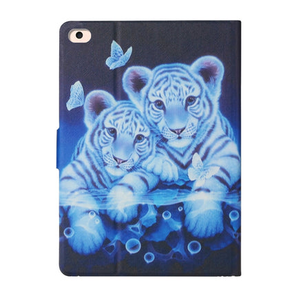For iPad 5 Colored Drawing Pattern Horizontal Flip Leather Case with Holder & Card Slots & Sleep / Wake-up Function(Tiger)-garmade.com