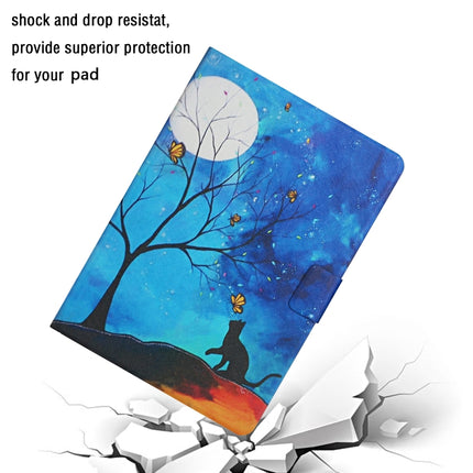 For iPad 10.2 Colored Drawing Pattern Horizontal Flip Leather Case with Holder & Card Slots & Sleep / Wake-up Function(Moonlight Cat)-garmade.com