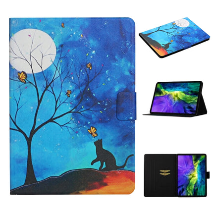 For iPad 11 Pro (2020) Colored Drawing Pattern Horizontal Flip Leather Tablet Case with Holder & Card Slots & Sleep / Wake-up Function(Moonlight Cat)-garmade.com